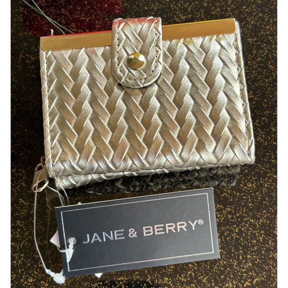 Jane & Berry Small Gold Textured Folding Wallet ,w Zip Coin Pocket, NWT - Picture 1 of 5
